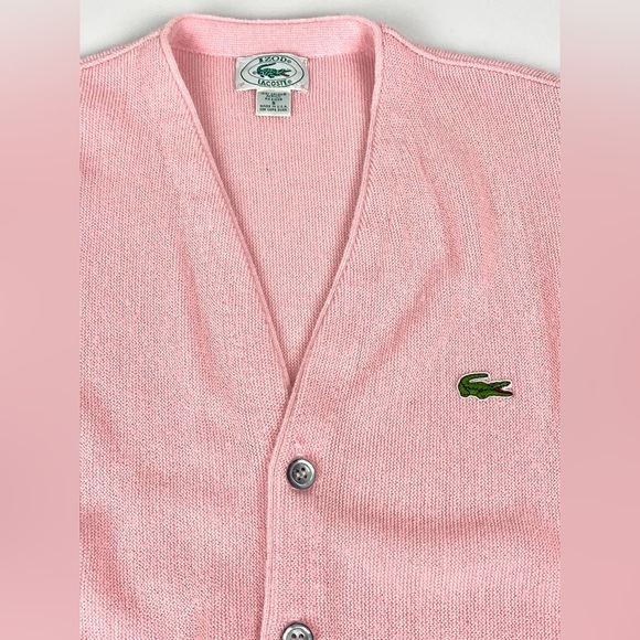 Vintage Izod Lacoste Cardigan Sweater Mens Size Small Pink Casual - Picture 3 of 12